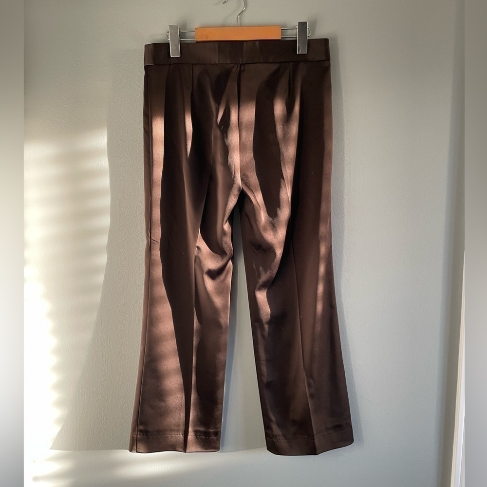 BCBGMaxAzria chocolate brown crop satin pants size 6 - Picture 10 of 11